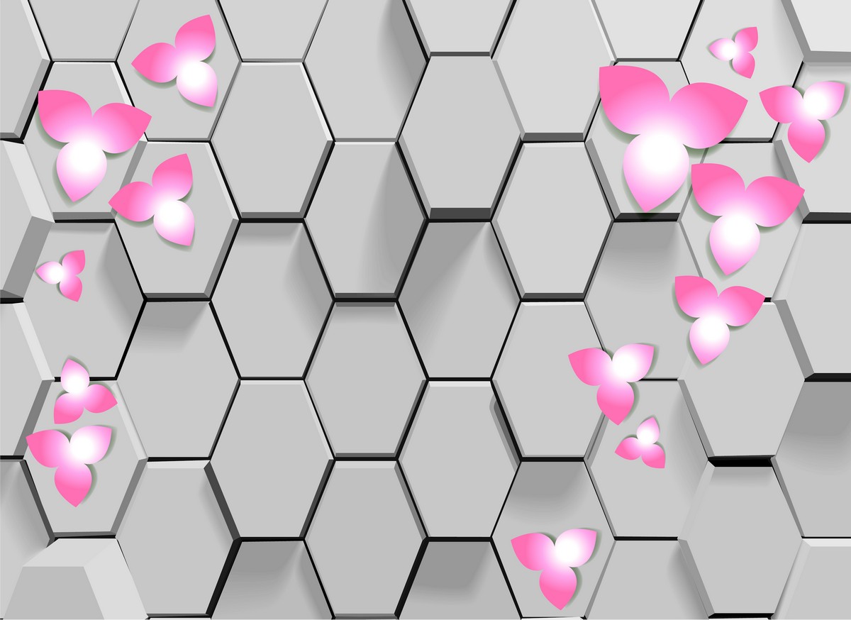 Розовые цветы в графике